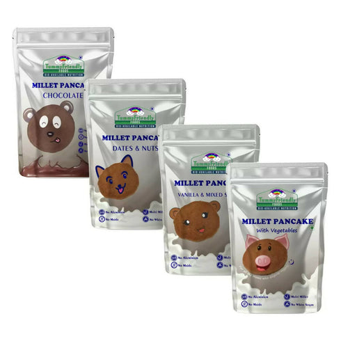 TummyFriendly Foods Aluminium|Free Millet Pancake Mixes Trial Packs with Chocolate | Nuts | Seeds | Veggies